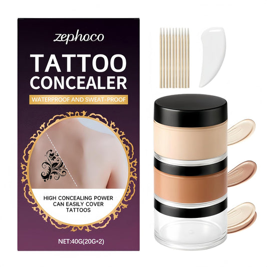 Skiennix Full Coverage Tattoo Cover Up Cream - Waterproof & Sweatproof Concealer for Scars, Birthmarks & Dark Spots - Dual Shades (Ivory & Medium Deep)