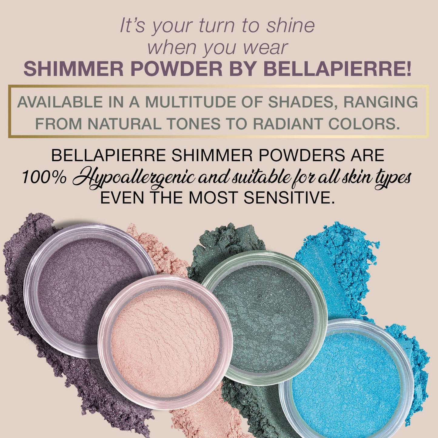 Bellapierre Shimmer Powder | Paraben Free | Vegan & Cruelty Free | All Skin Types | 2.35g - Beige