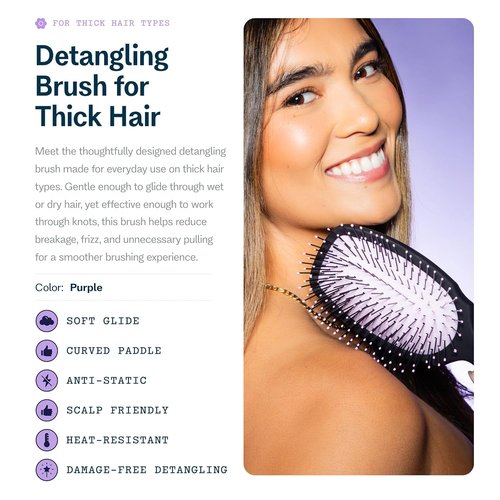 Gimme Beauty Detangling Brush - Curved Paddle for Breakage-Free Detangling - Anti-Static & Frizz Control - Heat-Resistant Tool for Thick Hair