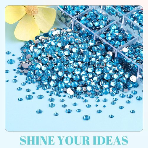 12100Pcs Resin Rhinestones for Crafting with 3Pcs 10ml B7000 Jewelry Glue, 2 Boxes Flatback Crystals Diomand (Indicolite) for Bedazzling Crafts DIY Nail Art Makeup，Non Hotfix Gems for Clothing Shoes