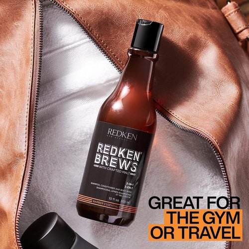Redken Brews 3-In-1 Men's Shampoo | Multi-Purpose Hair & Body Cleanser - Hydrates & Moisturizes
