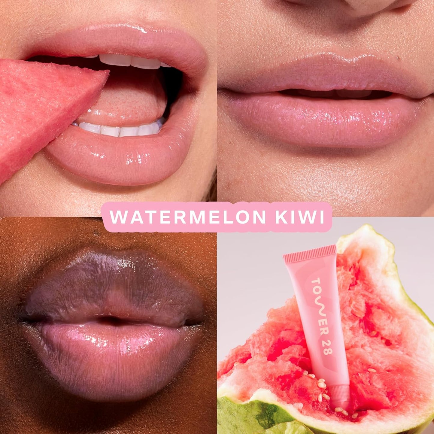 Tower 28 LipSoftie Tinted Lip Balm Treatment - Hydrating Glossy Formula with Jojoba Oil & Shea Butter - Watermelon Kiwi (0.38 oz)