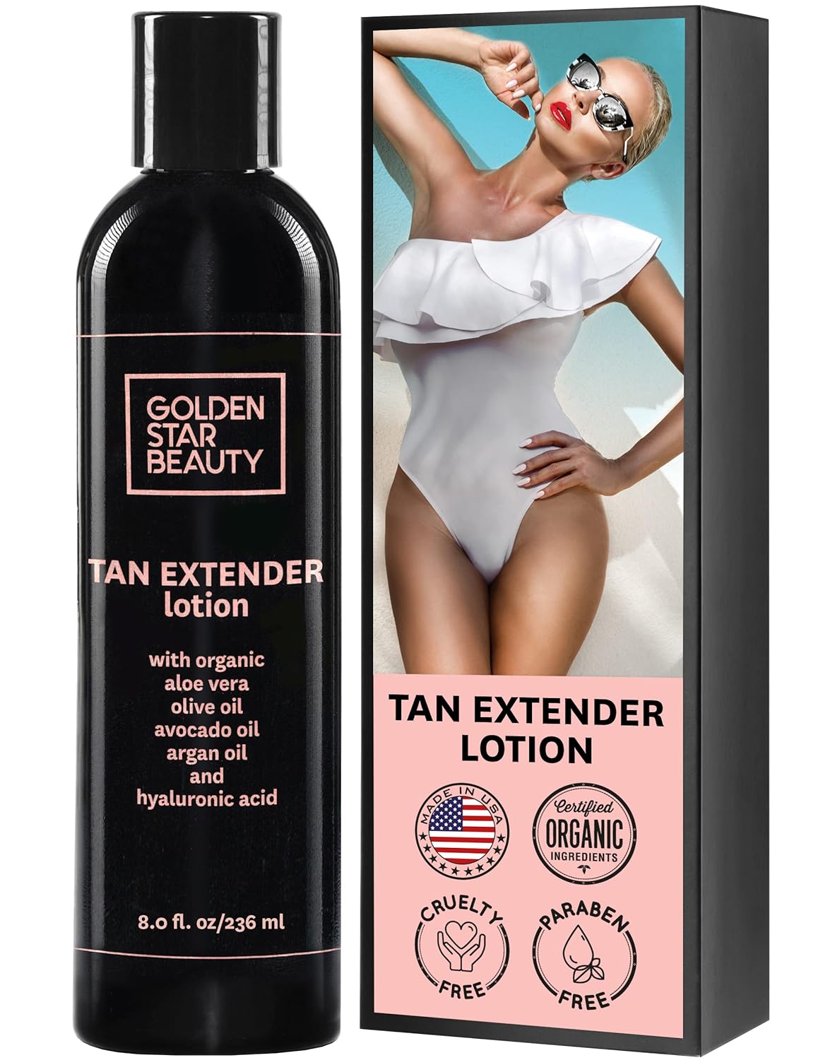 Tan Extender Daily Moisturizer by [Brand Name] - Organic Oils & Hyaluronic Acid for Longer Lasting Tan | 8.0 fl. oz.