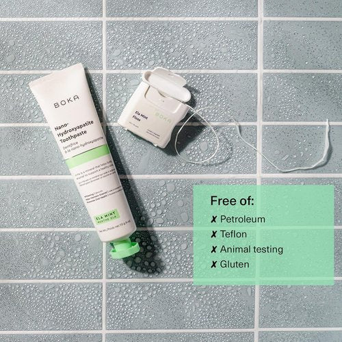 Boka Ela Mint Dental Floss - Plant-Based, Teflon-Free, 30 Yards of Waxed Floss | Eco-Friendly Care