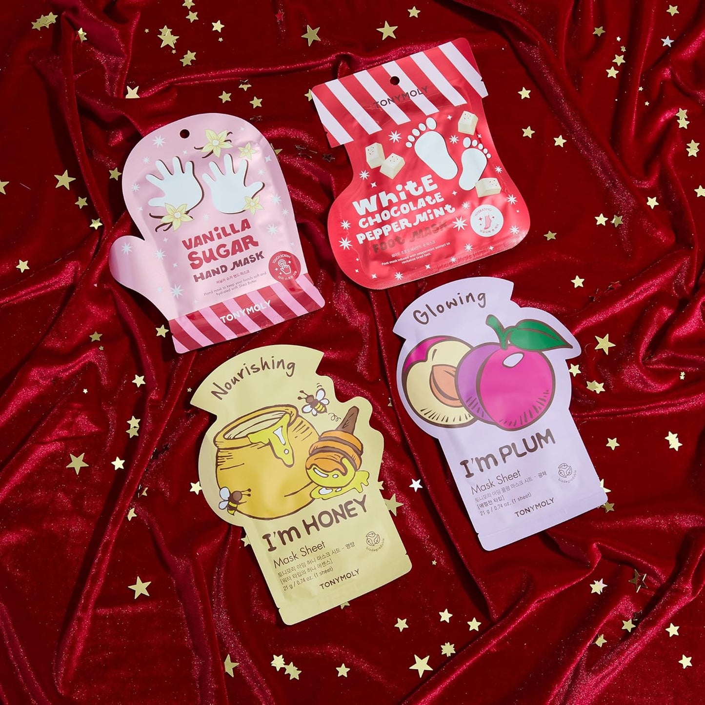 TONYMOLY Head to Toe Mask Set - 4-Piece Hydrating & Nourishing Face, Hand & Foot Masks | Perfect Holiday Gift