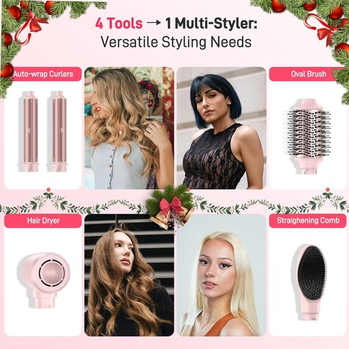 MESCOMB Dual Voltage Hot Air Styler - 5-in-1 Hair Dryer Brush for Fast Drying, Styling & Volumizing | Includes Travel Bag (100V–240V)