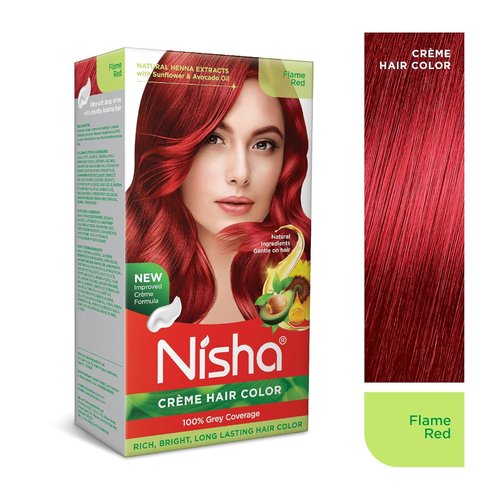 Nisha Creme Hair Color - Permanent Flame Red Hair Dye | 5.07 fl oz, Vibrant & Long-Lasting