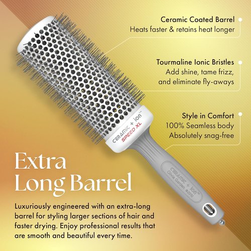Olivia Garden Ceramic + Ion Speed XL - Professional Extra-Long Round Thermal Hair Brush for Thick Hair