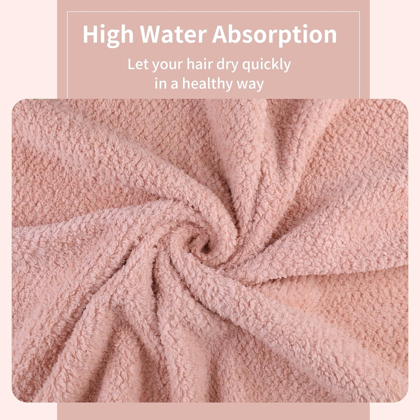 Skiennix Microfiber Hair Towel - Ultra Absorbent Quick Drying for All Hair Types | 20x40 Inch Lotus Root Pink (1pc)
