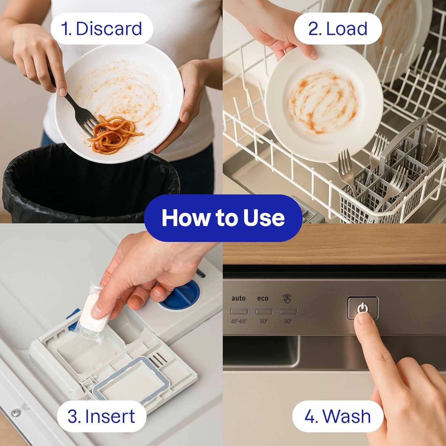 ATTITUDE Dishwasher Pods - Plant-Based Vegan Detergent Tablets | Phosphate-Free, Unscented, 70 Count