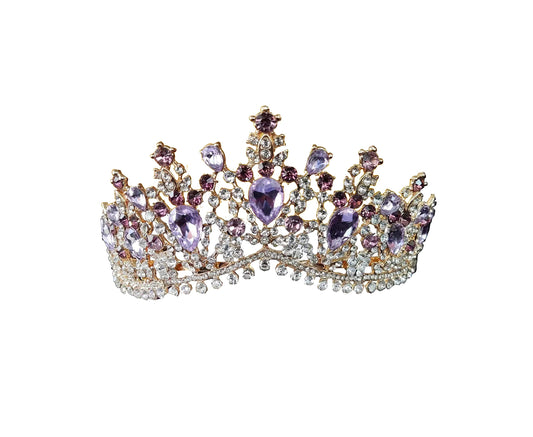 Sweet 16 Homecoming Crown Birthday Party Wedding Bridal Crowns Baroque Quinceanera Prom Ball Hair Accessory,Purple