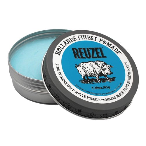 Reuzel Blue Extreme Hold Matte Pomade - Water Soluble Styling for All Hair Types | 3.38 oz
