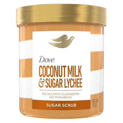 Dove Sugar Body Scrub - Coconut & Lychee Exfoliates & Hydrates Skin | 15 oz
