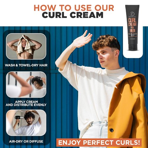 Controlled Chaos Curl Cream for Men - Sulfate-Free Hair Styling Cream for Wavy & Curly Hair | 3.4oz