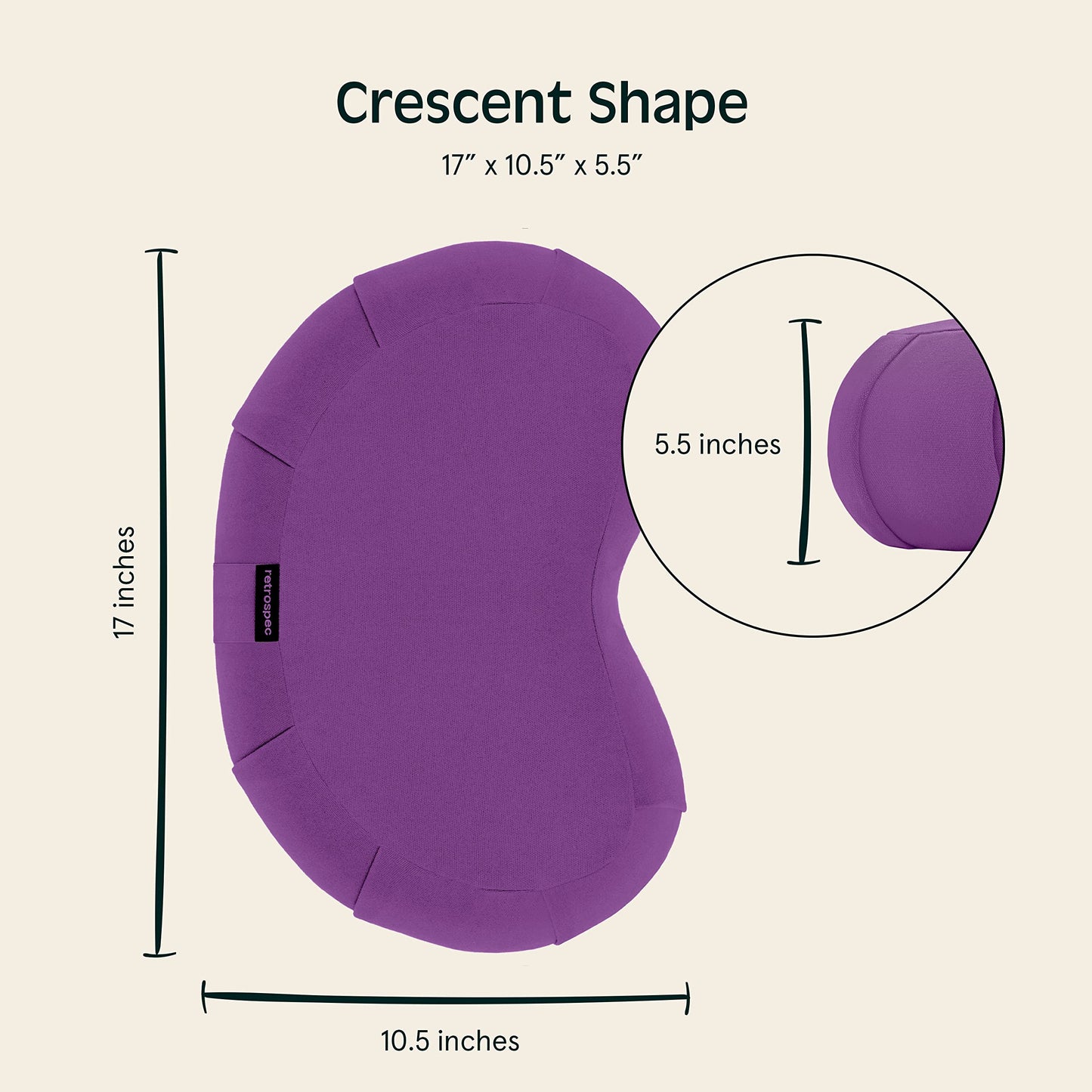 Retrospec Sedona Zafu Meditation Cushion Filled w/Buckwheat Hulls - Yoga Pillow for Meditation Practices - Machine Washable 100% Cotton Cover & Durable Carry Handle Round & Crescent, 1 Ct (Pack of 1)