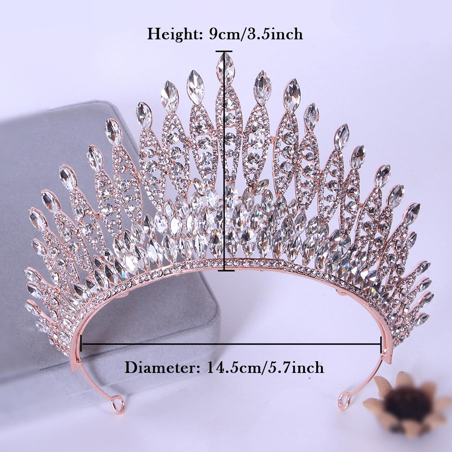 FASNAHOK Crystal Queen Crowns 21 Birthday Tall Tiara Pageant Prom Crown for Women Large Wedding Bridal Tiaras with Rhinestone Rose Gold