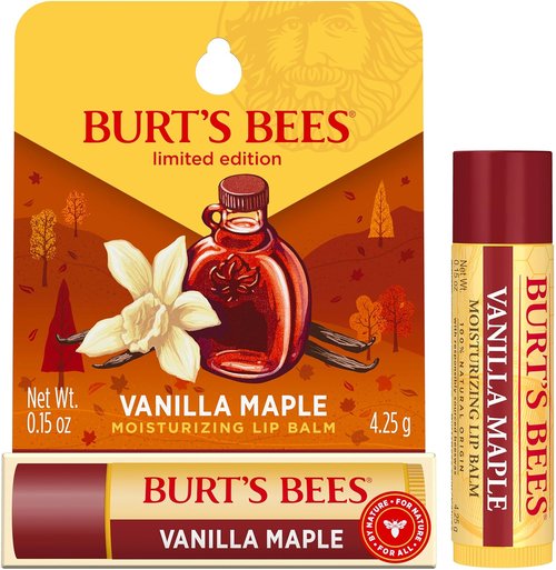 Burt's Bees Vanilla Maple Lip Balm - Moisturizing Formula for Unisex | 0.15 oz Natural Hydration