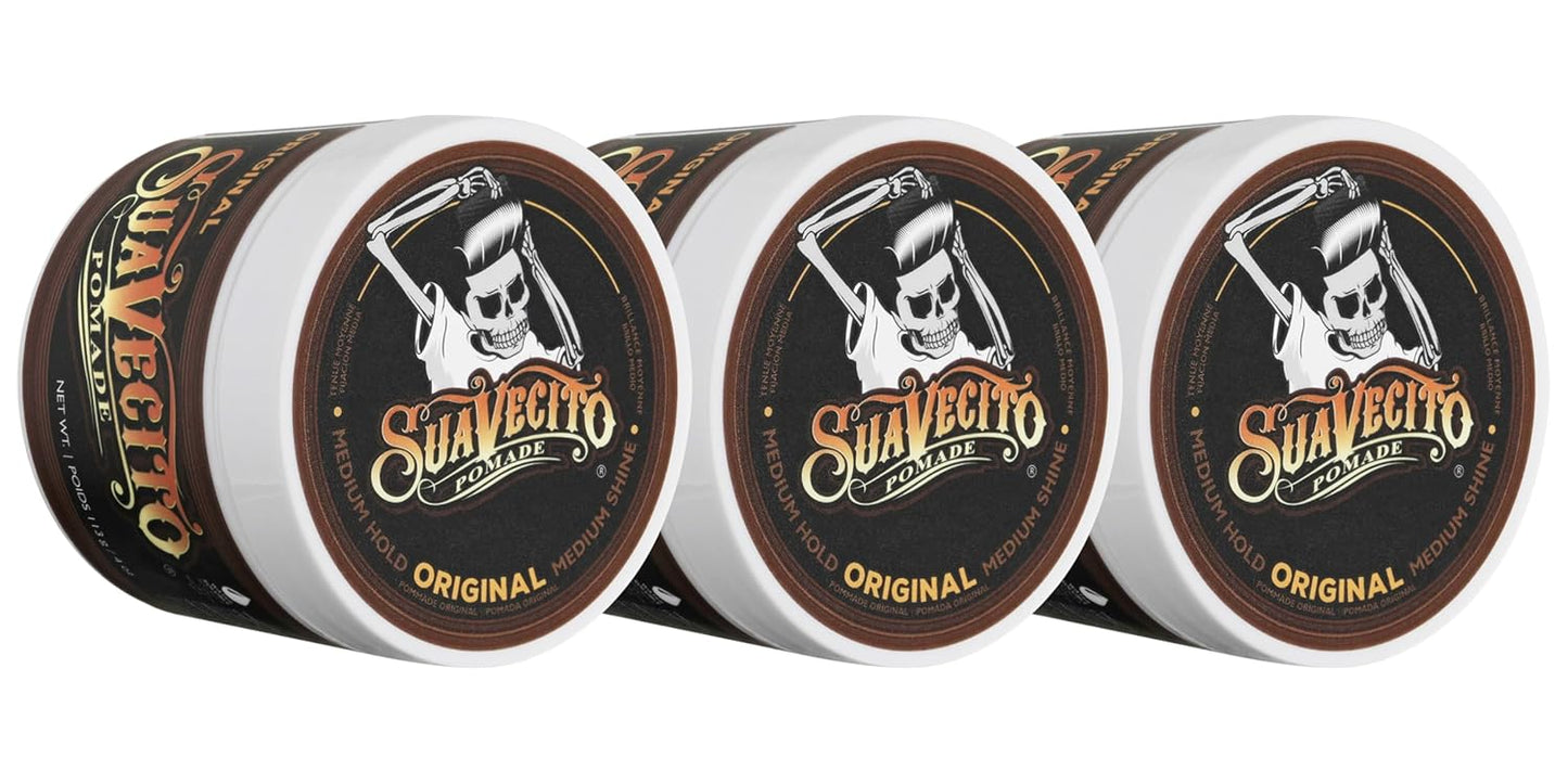 Suavecito Pomade - Original Hold Hair Pomade for Men | Medium Shine, 4 oz, 3 Pack - Easy Wash Out, Flake-Free