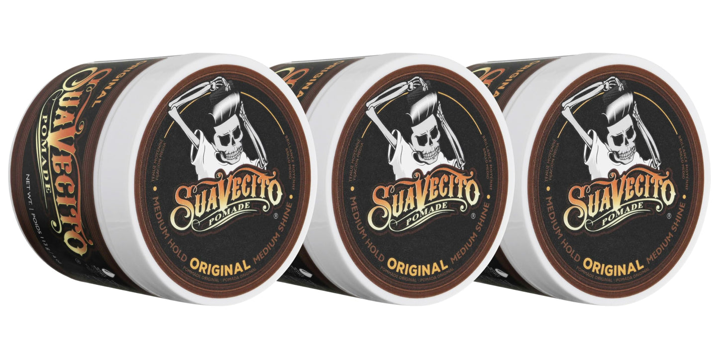 Suavecito Pomade For Men - Medium Hold Shine Water Based oz Pack Wax Like Flake All Day Hair Free Gel Hairstyles Easy To Wash Out