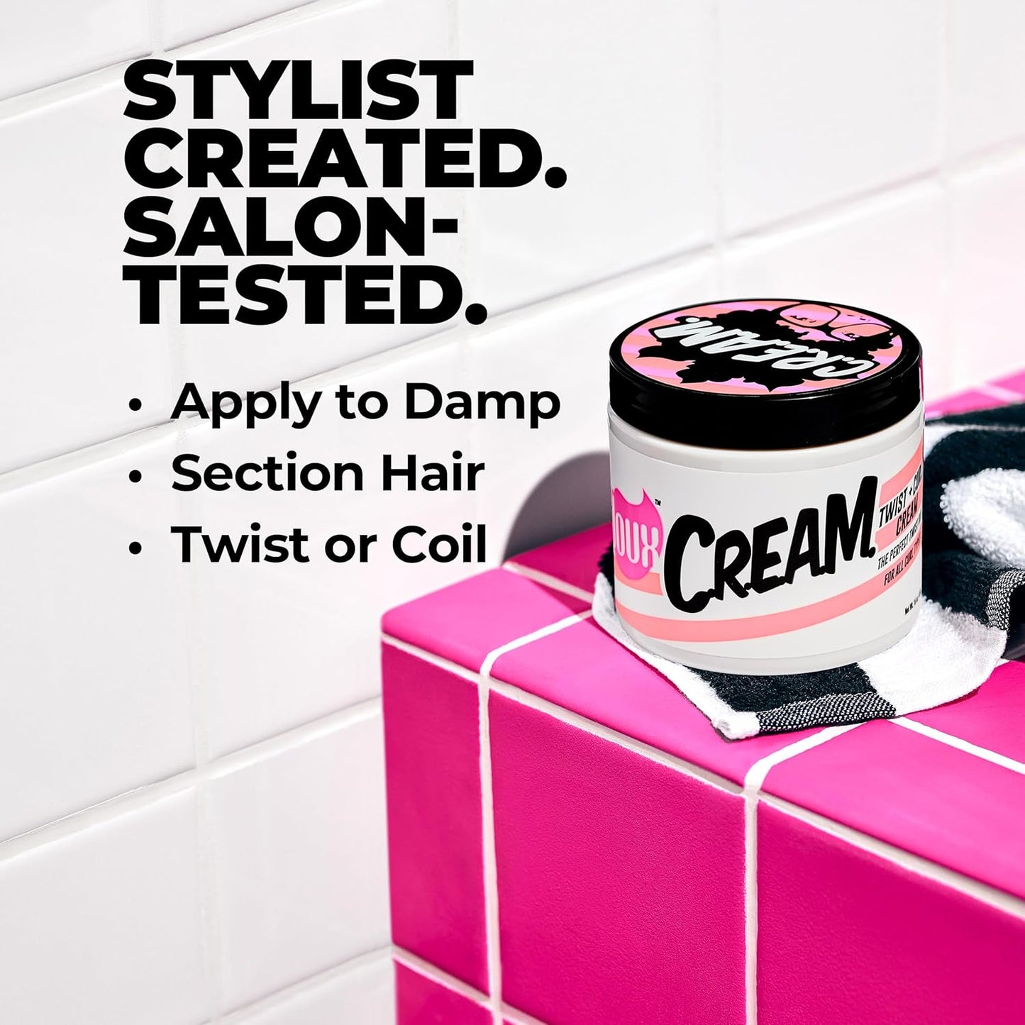 Doux C.R.E.A.M. Curl Defining Cream - Moisturizing Twist & Curl Cream with Coconut & Avocado Oils for Frizz Control
