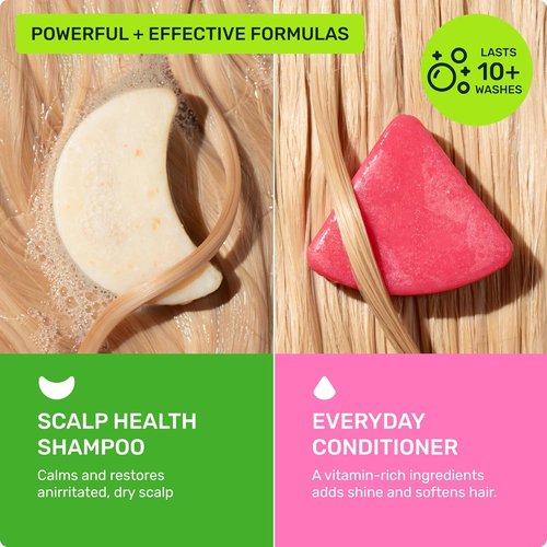 Ethique Beauty Mini Sampler Solid Shampoo & Conditioner Bar Set - Scalp Health for Itchy, Dry Scalps | Plastic-Free, Vegan - Travel Size - 2 Pack
