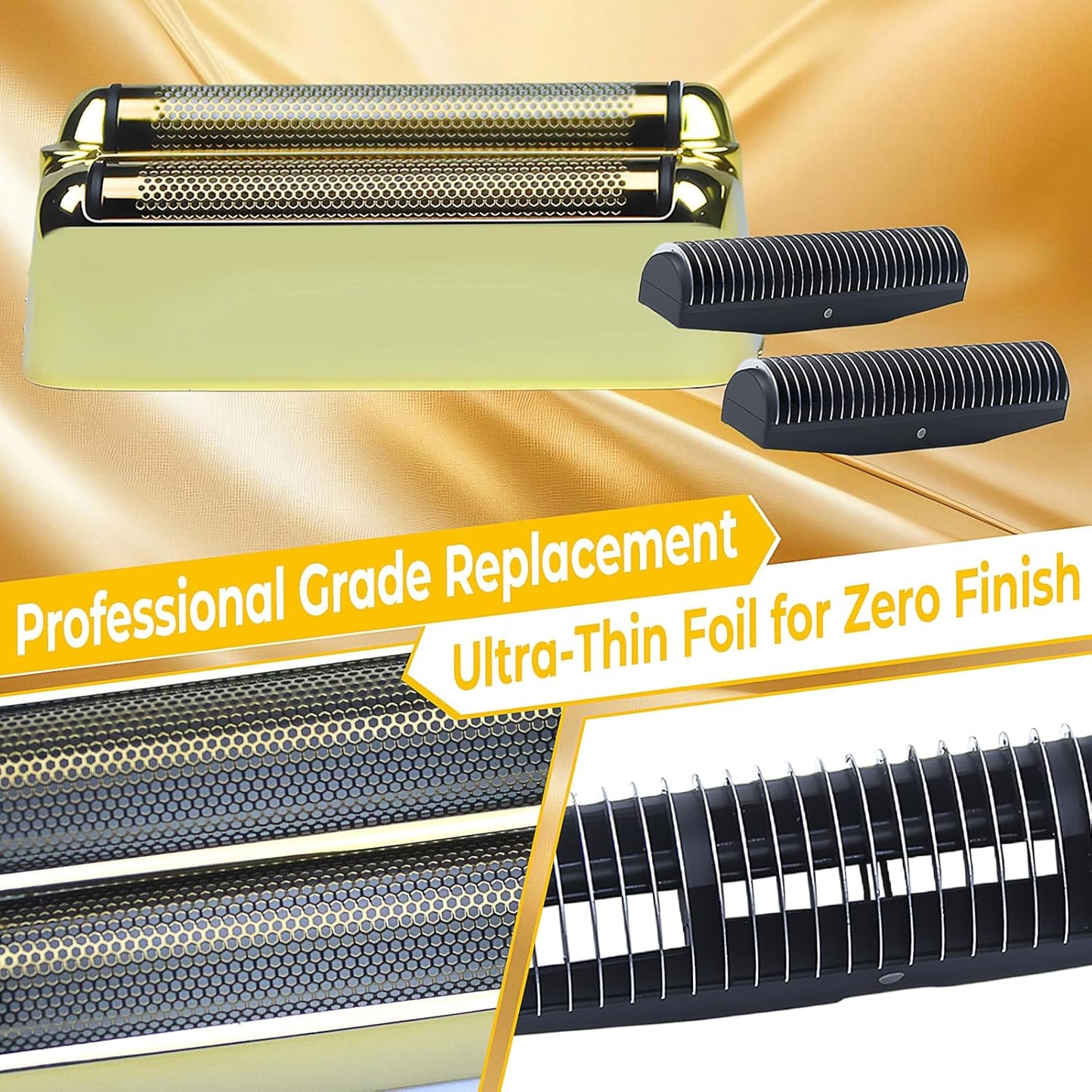 BaBylissPRO FXONE Replacement Shaver Foil & Cutter Heads - 2-Pack Double Foil (Gold)