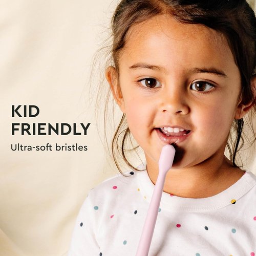 Boka Classic Manual Toothbrush - Extra Soft Activated Charcoal Bristles, Bioplastic Handle, Pink