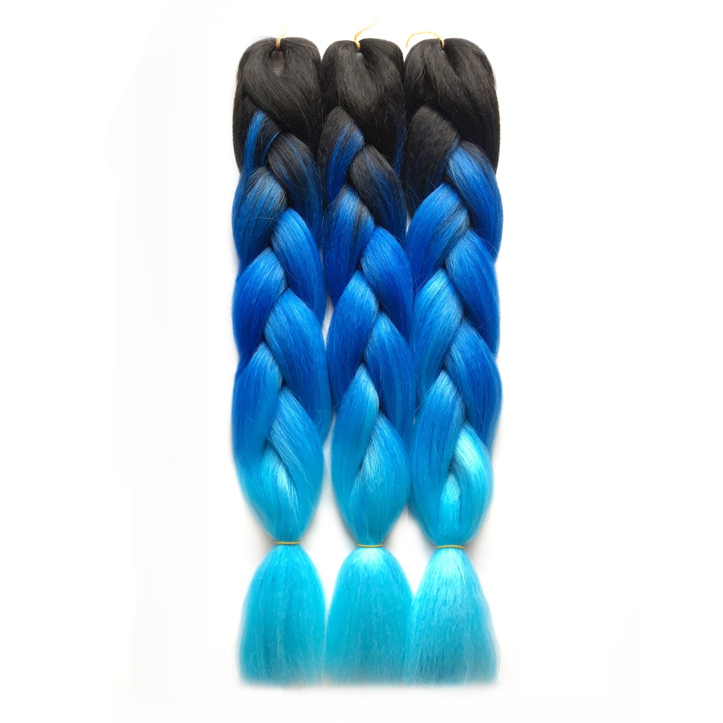 VCKOVCKO Ombre Color Jumbo Braiding Hair 3 Tone Jumbo Braid Hair Extensions For Twist Braiding,Jumbo Box Braiding Hair 24",3 Bundles/Lot,Black-Blue-Light Blue