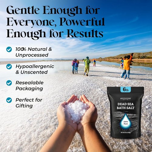 Aromasong Dead Sea Salt Bath Soak - 100% Natural 6 Lbs Bulk Pack for Relaxation & Detoxification