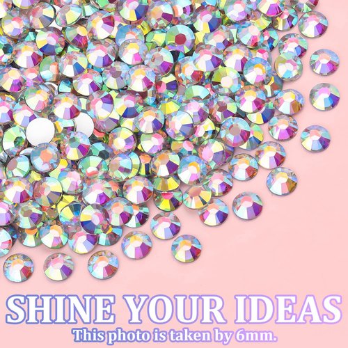 25000Pcs Resin Rhinestones for Crafting, AB 2-6mm Mixed Sizes Non Hotfix Flatback Gems with 1Pcs Glue, Bedazzling Crystal for DIY Craft Clothing Mugs Tumblers Shoes Fabric Decor Nail Art