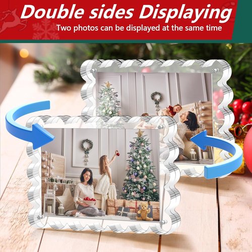Magnetic Acrylic Picture Frames by [Brand Name] - 5x7 Inch Freestanding Scalloped Design for Desktop Display