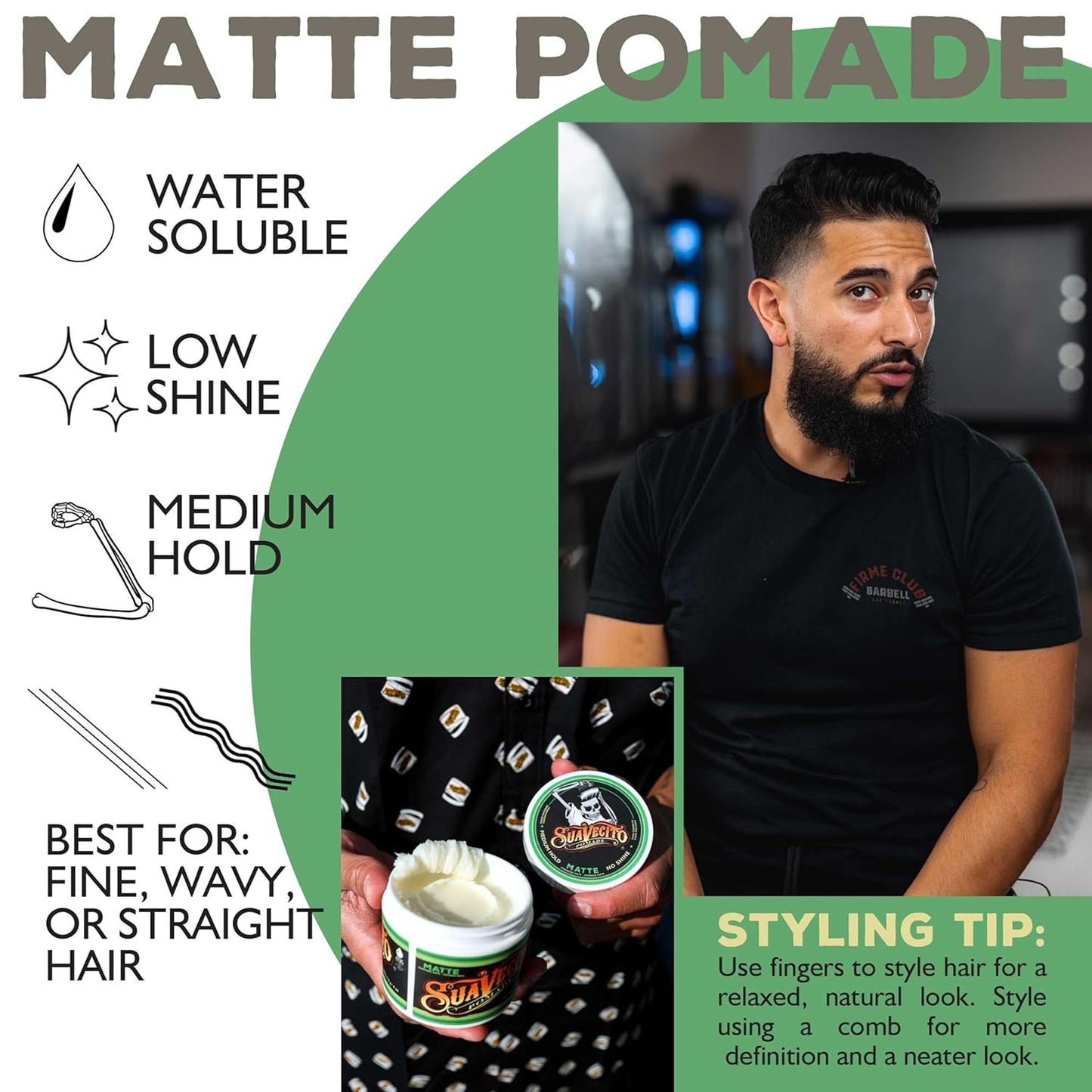Suavecito Pomade - Matte Hair Paste for Natural Texture - Medium Hold, 4 oz | Men's Hair Styling Solution