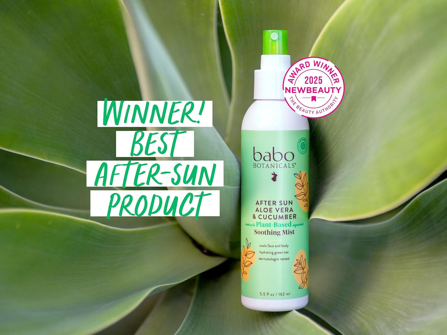 Babo Botanicals After Sun Soothing Mist - Aloe Vera & Cucumber for Sensitive Skin - EWG Verified, Alcohol-Free