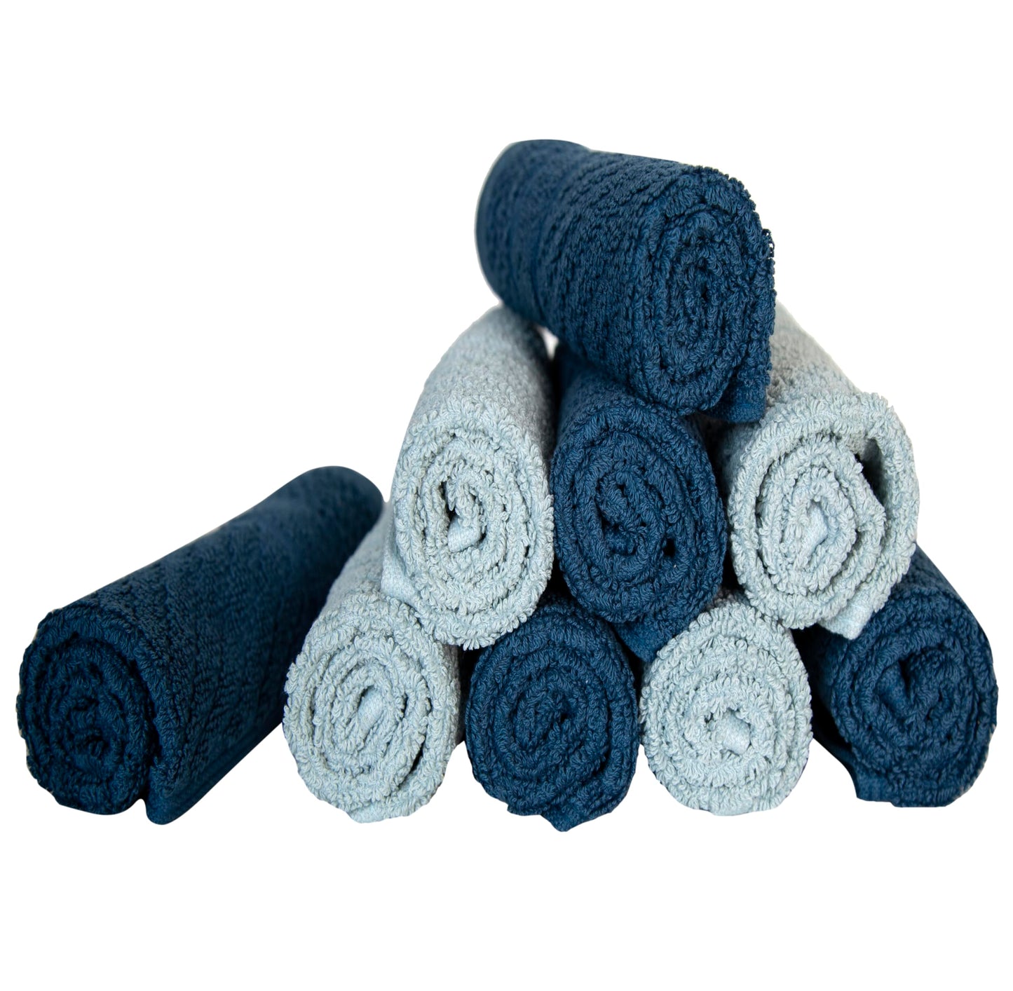 PH Pleasant Home Diagonal Wash Cloths Set - 12 Pack (12” x 12”) – 509 GSM - 100% Ring Spun Cotton Wash Cloth - Super Soft and Highly Absorbent Face Towels (Dark Blue & Light Blue)