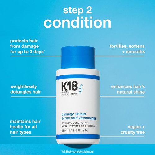 K18 Damage Shield Wash Care Set - Full-Size Color-Safe Shampoo & Conditioner | Reduces Frizz, Maintains Hair Health