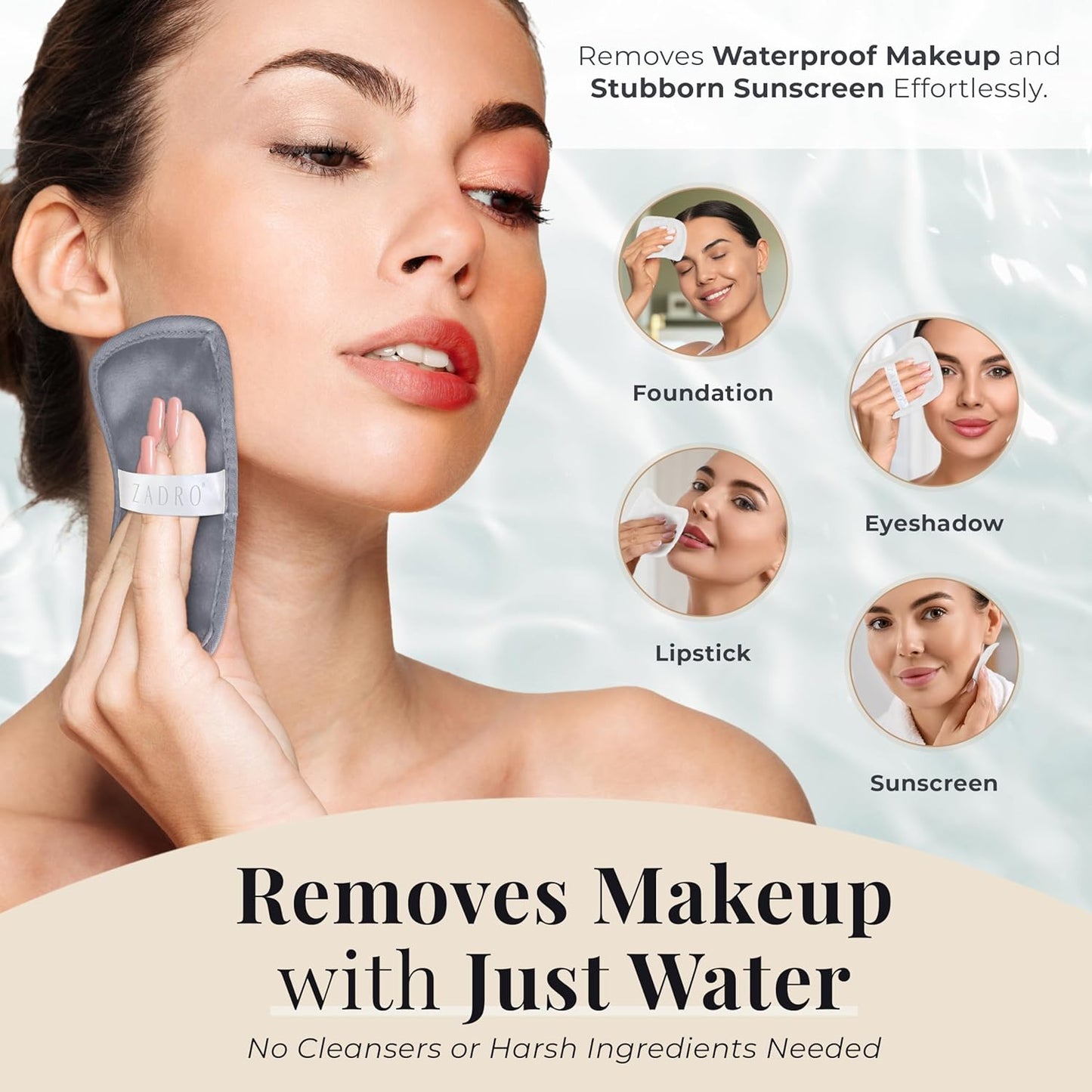 Zadro Makeup Remover Cloths - 6-Pack for Effortless Makeup Removal | Works with Waterproof Products