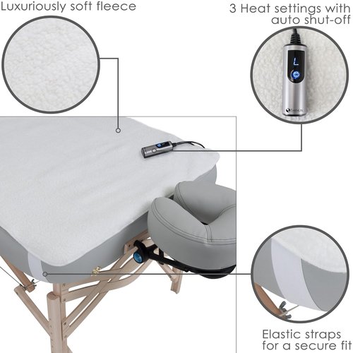 Earthlite Massage Table Warmer - 2-in-1 Fleece Pad with 3 Heat Settings & 13ft Cord | ETL Certified