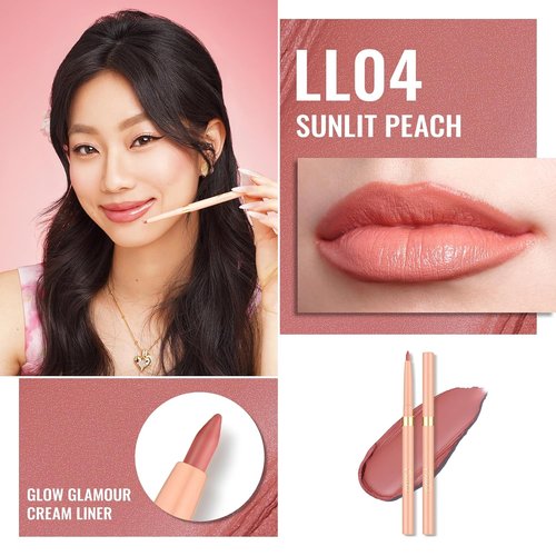 Oulac Waterproof Lipliner Pencil - Smooth, Creamy Formula for Precision Application | Vegan & Cruelty-Free, LL04 Sunlit Peach