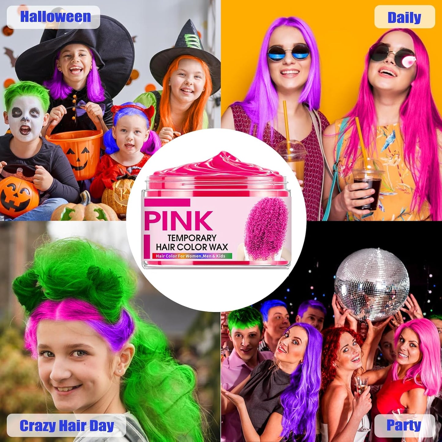 Skiennix Temporary Hair Color Wax - Vibrant DIY Hair Dye for Kids & Teens | 6 Colors Available
