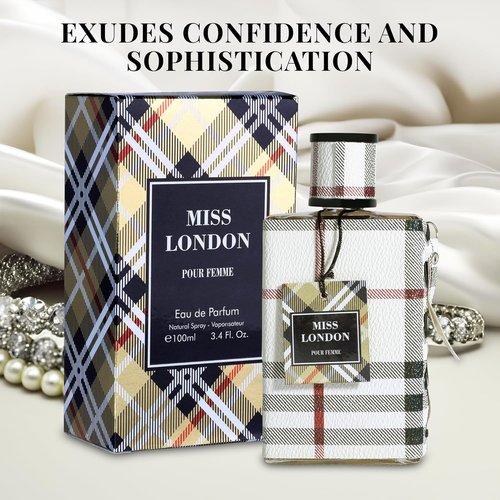 Miss London Eau De Parfum for Women - Floral Honeysuckle, Rose & Jasmine Blend - 100ml Elegant Scent for Daily Wear & Special Occasions