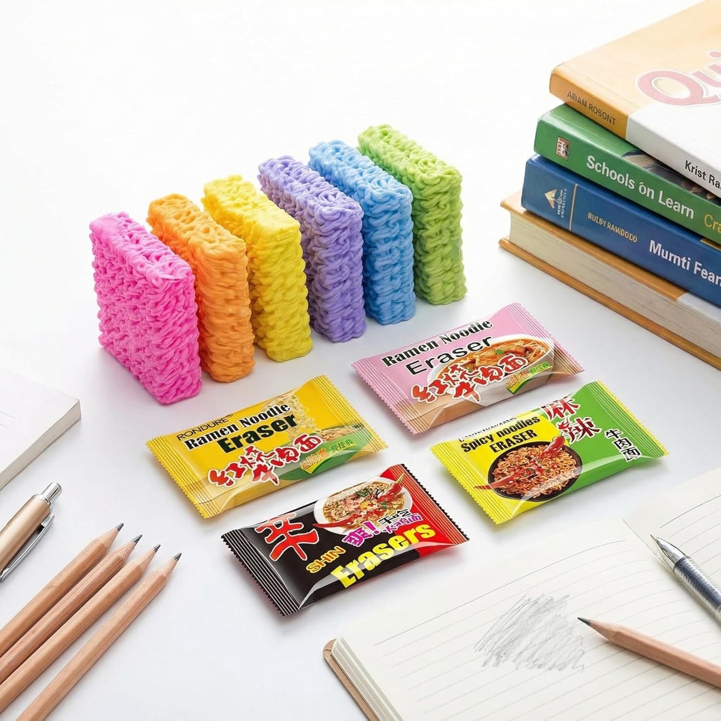 XANADU Cute Food Erasers - Fun Ramen Noodle Eraser Set for Kids | 16-Piece Collection