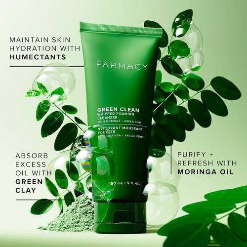 Farmacy Foaming Face Wash - Oil-Free Gentle Cleanser & Exfoliator with Green Clay | 150ml