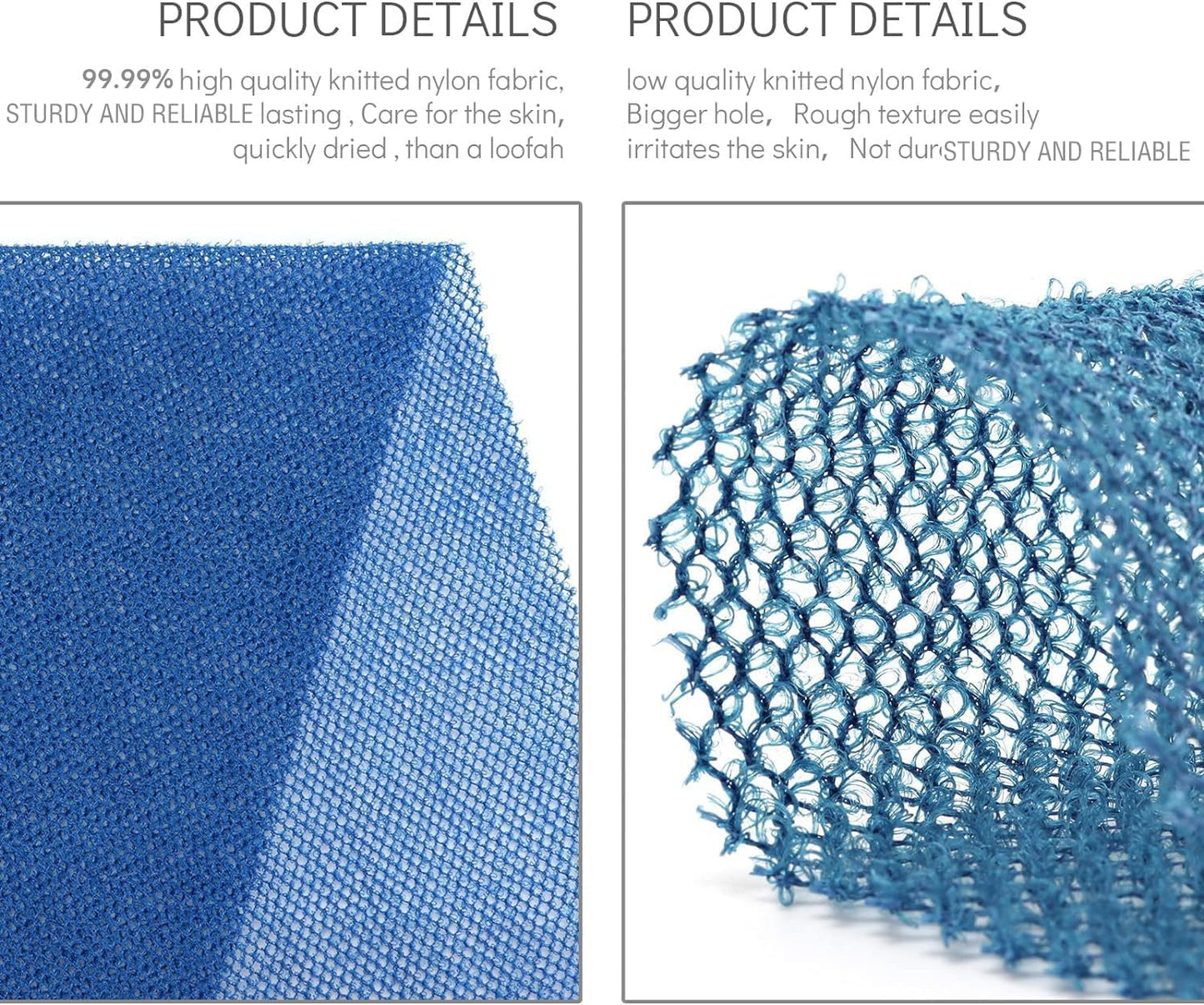 UJFQBH African Bath Sponge Set - Exfoliating Net Body Scrubber for Smooth Skin | 3 Pieces in Blue