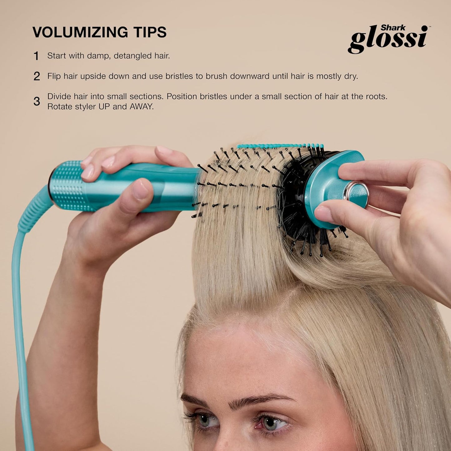 Shark Glossi 2-in-1 Hot Tool - Ultra-Fast Air Glosser for Glossy Blowouts | Jewel Teal, Heat-Controlled Ceramic