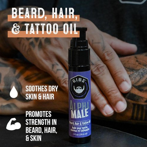 GIBS Grooming Beard Oil - Signature Formula for Hair & Tattoo Care | 1 oz Skull Jar