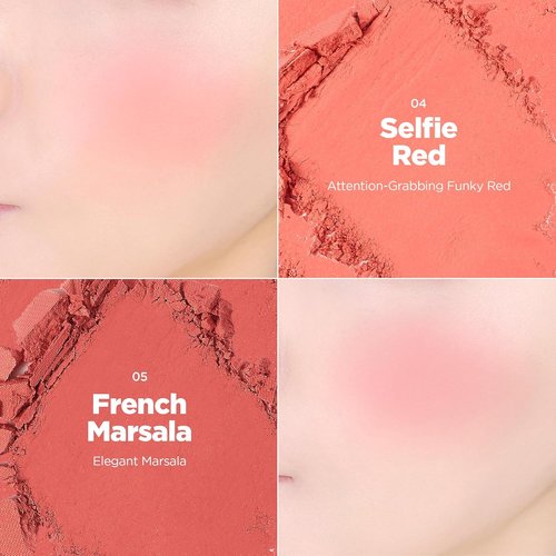 Lilybyred Luv Beam Cheek - Heart-Shaped Korean Powder Blush for Natural Flush | Soft Matte Finish, Blendable & Long-Lasting (02 Dollish Rose)