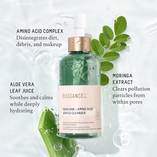 Biossance Squalane + Amino Aloe Face Wash - Hydrating Foaming Cleanser for All Skin Types | Removes Makeup & Deeply Cleans Pores