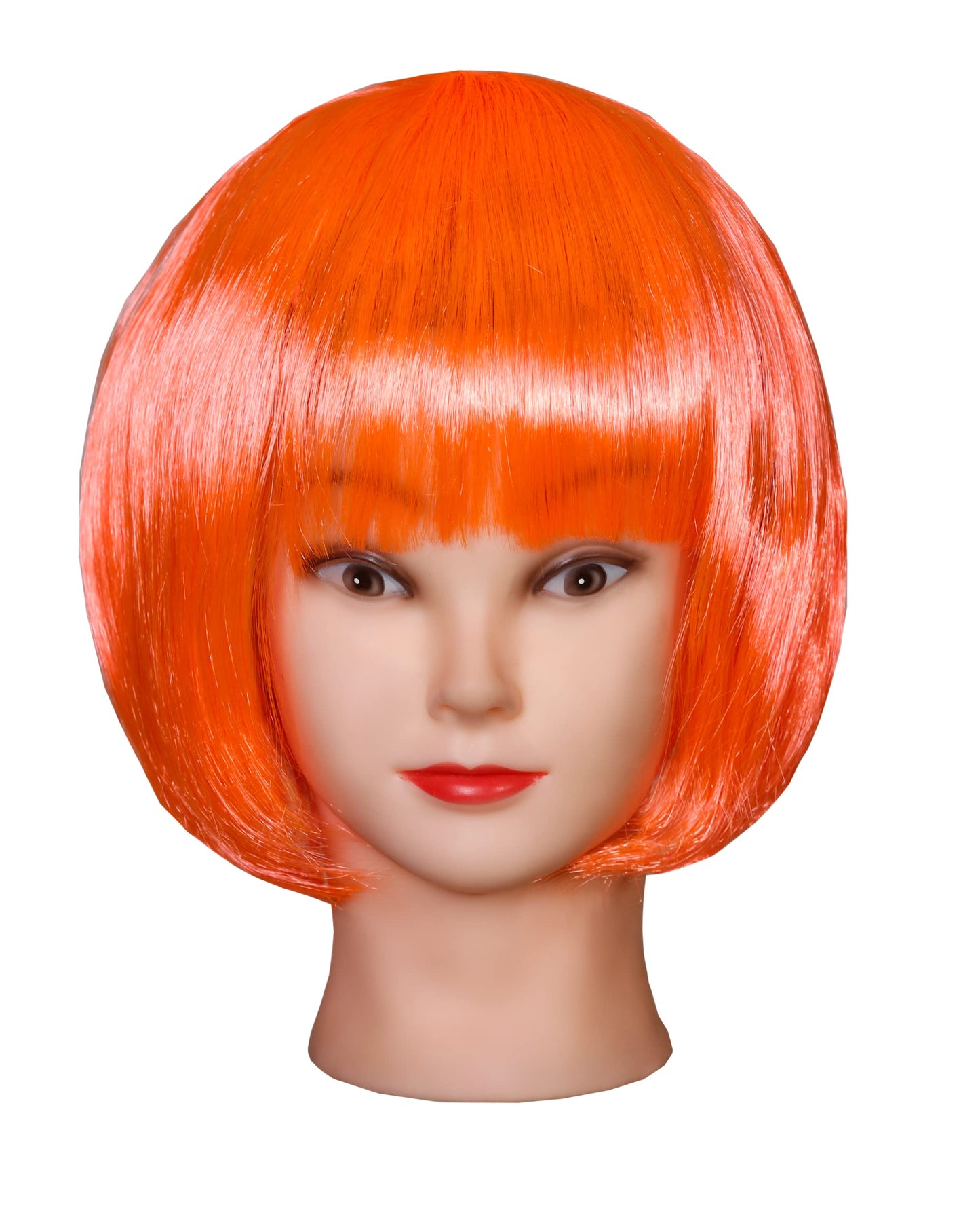 Matissa Short Straight 10" Bob Wig with Bangs Synthetic Fancy Dress Costume Halloween Party (Orange)