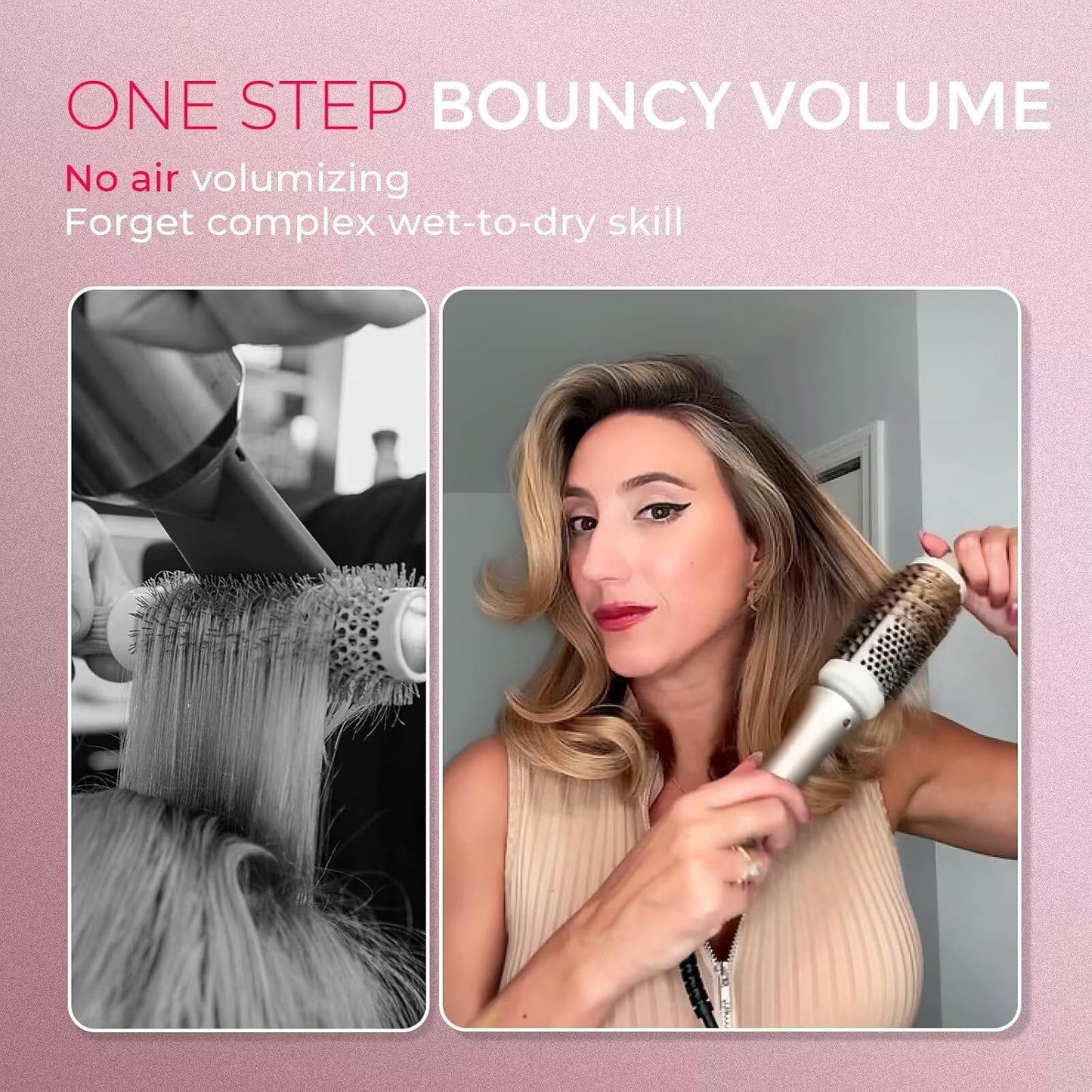 TYMO 2.0 Thermal Brush | STYLUX 1.7" Blowout Volumizer - 2-in-1 Heated Round Styler Tool in Gold