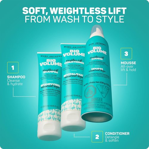 Marc Anthony Big Volume Hair Mousse - Lightweight Volumizing Styler for Fine Hair | Frizz-Free & Sulfate-Free